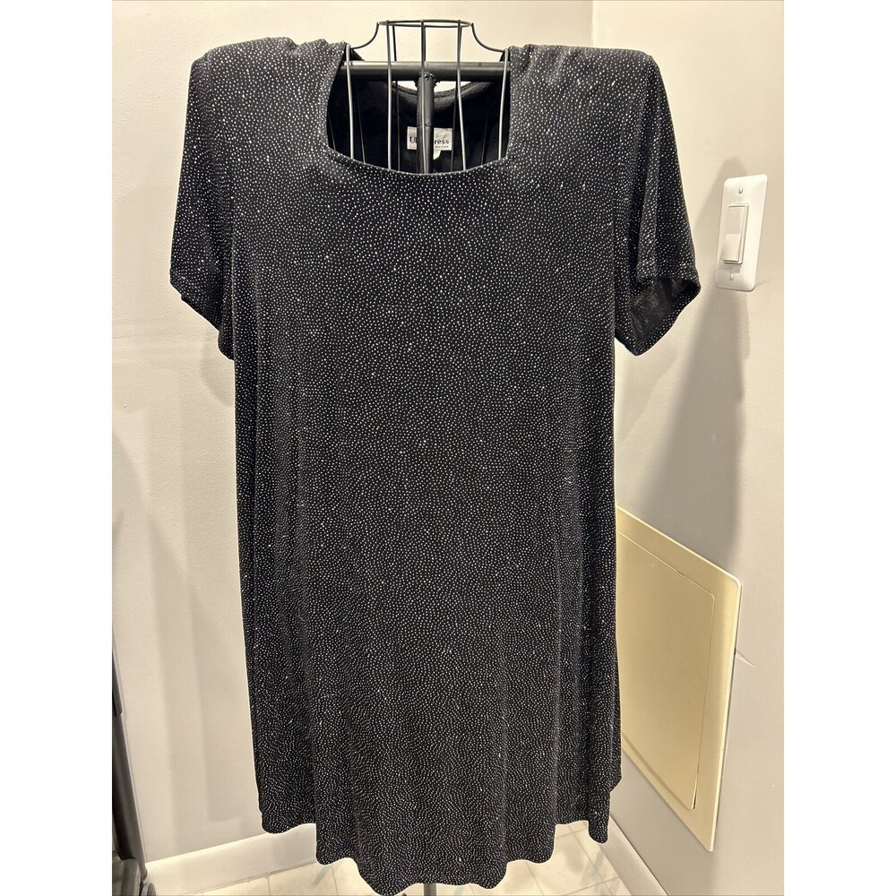 Ultra Dress New York Black Sparkles Vintage Black Dress Short Sleeves USA